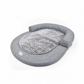 OHANA Athens Linen Bolster 2-in-1 Small Grey Dog Bed