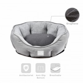Large Grey Dog Bed Antibacterial Breathable Scalloped