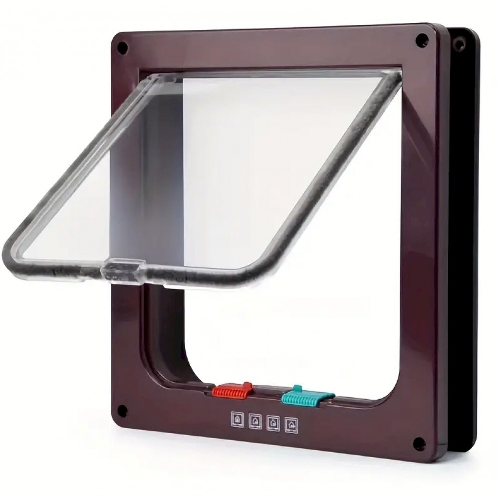 Large - 4-Way Locking Cat Door Flap – Brown