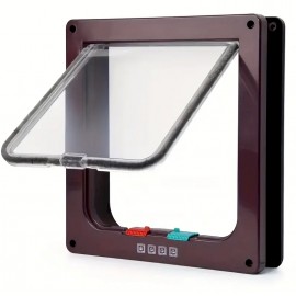Large - 4-Way Locking Cat Door Flap – Brown