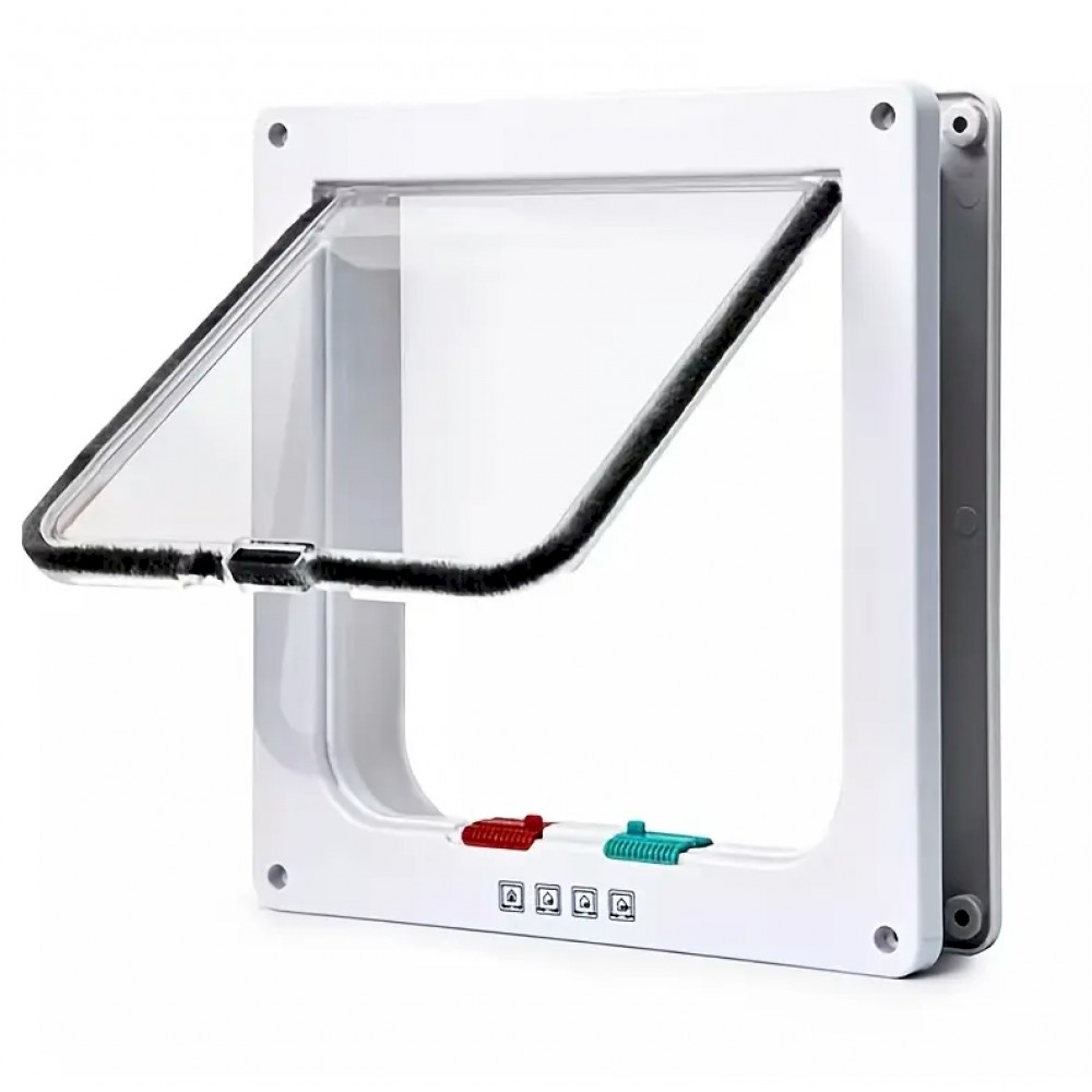 Large - 4-Way Locking Cat Door Flap – White