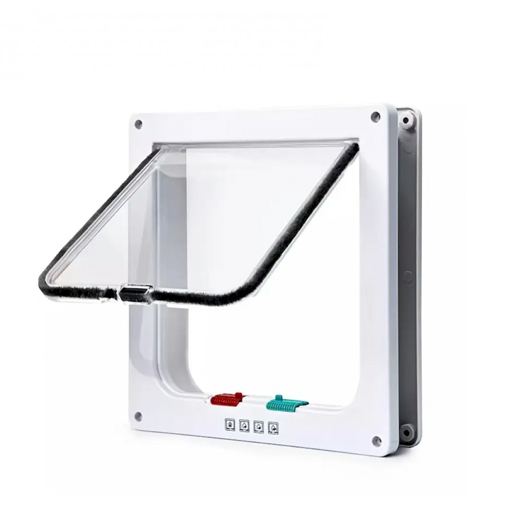 Medium - 4-Way Locking Cat Door Flap – White