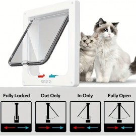 Large - 4-Way Locking Cat Door Flap – Brown