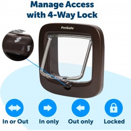 PetSafe Manual Brown 4-Way Locking Cat Flap – Secure & Easy-to-Install Cat Door