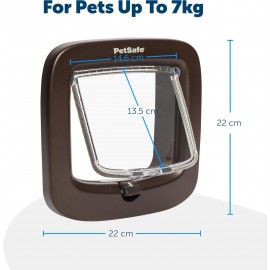 PetSafe Manual Brown 4-Way Locking Cat Flap – Secure & Easy-to-Install Cat Door