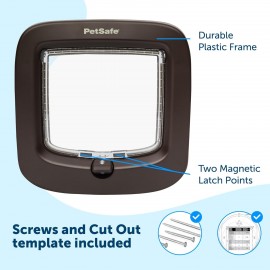 PetSafe Manual Brown 4-Way Locking Cat Flap – Secure & Easy-to-Install Cat Door