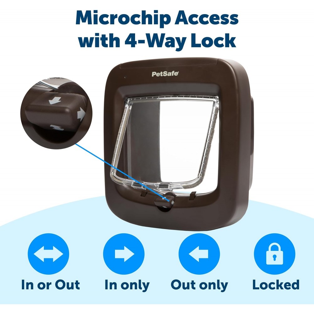 Image showcasing Microchip Cat Flap Brown - by Petsafe