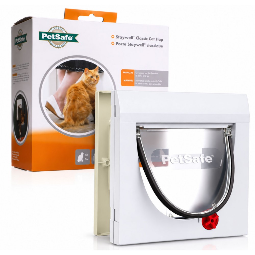 Classic Cream White 4-Way Locking Cat Flap 
