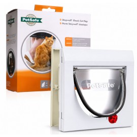 Classic Cream White 4-Way Locking Cat Flap 