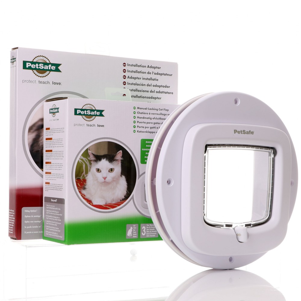 Manual Door With Glass Cat Flap And Adaptor 