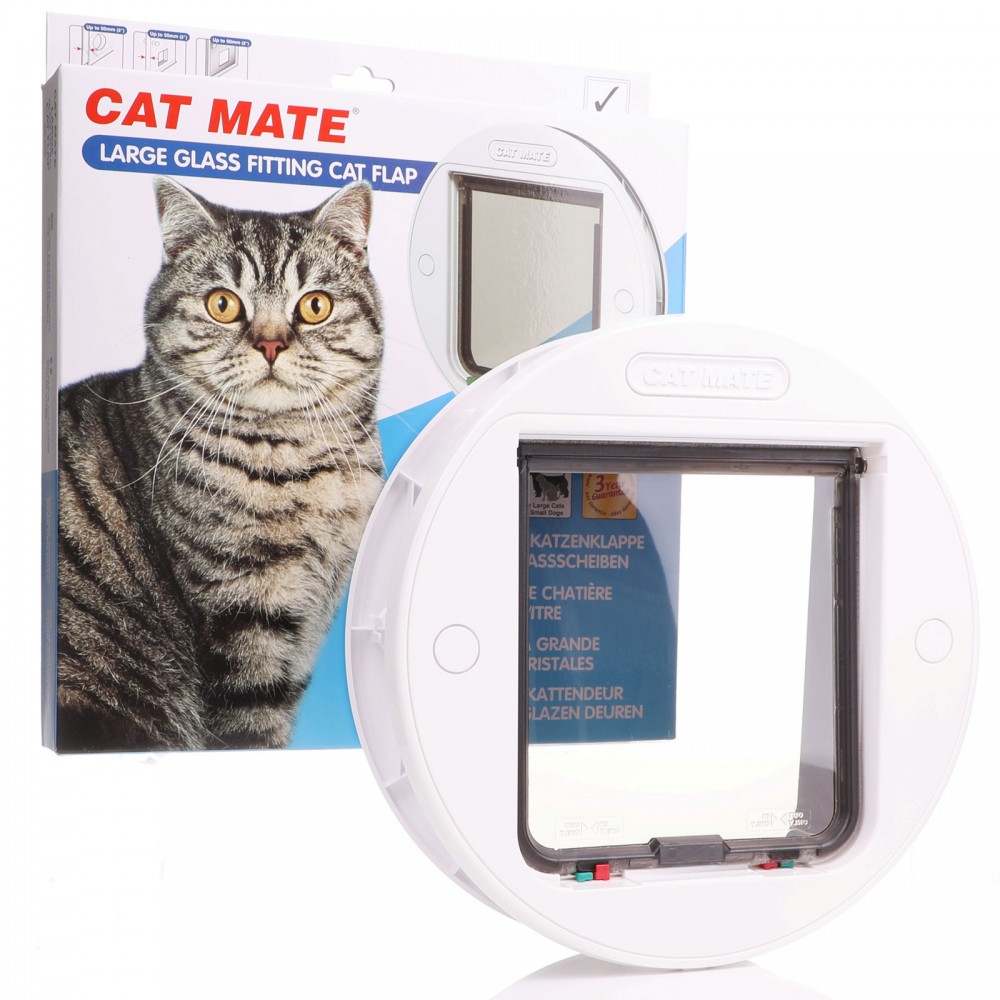 Cat Mate Glass Fitting Lockable Cat Flap White 210W 
