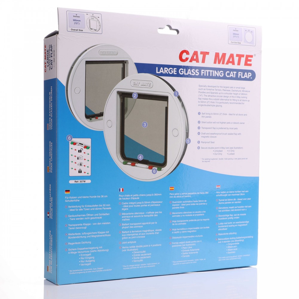 Cat Mate 357 Large Glass Fitting Cat Flap For Double Glazing