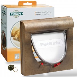 Magnetic Cat Flap Brown 224mm x 224mm – 4-Way Locking, Weather-Resistant & Secure Access