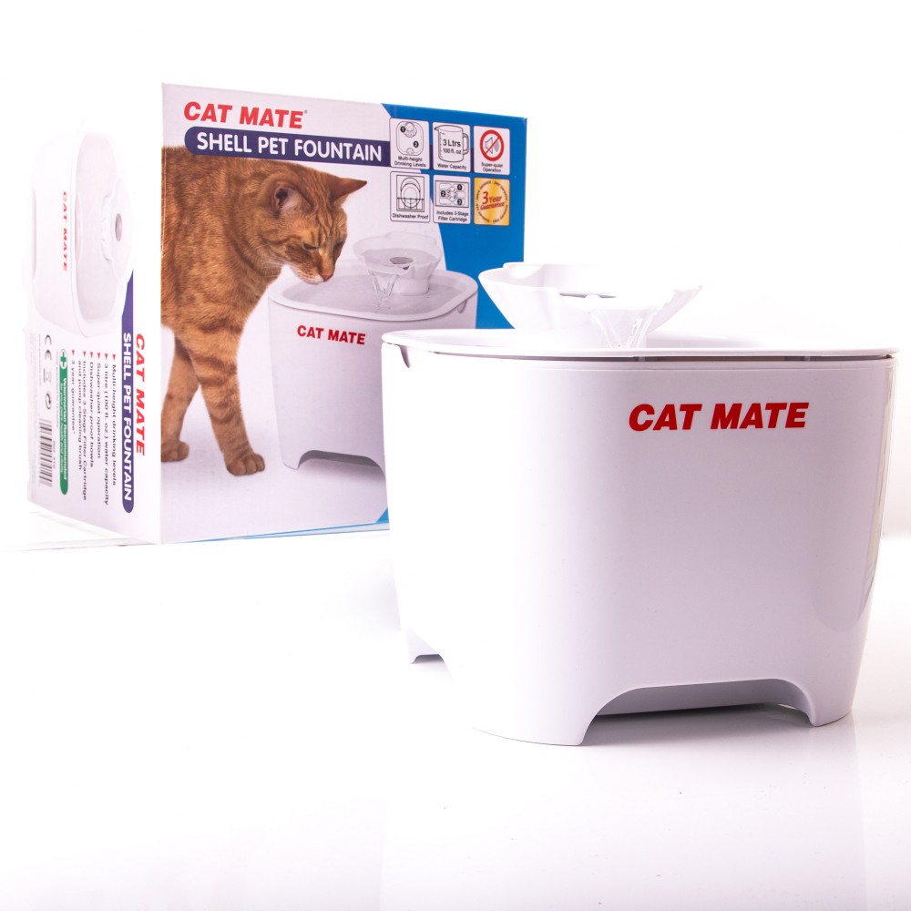 Cat Mate Shell Water Fountain White For Cats & Small Dogs