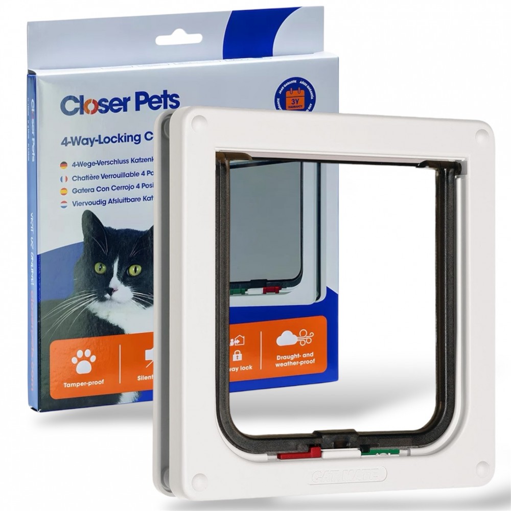 Cat Mate White 4 Way Locking Cat Flap - 309W