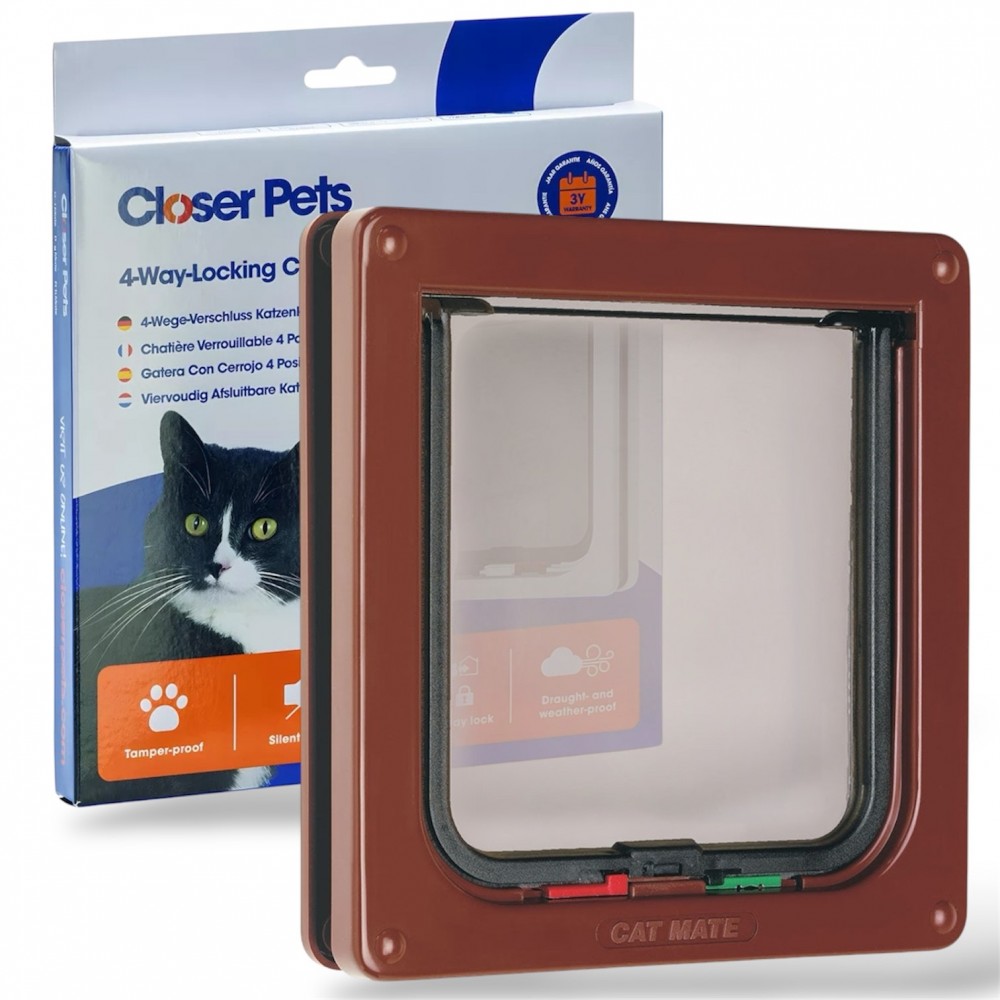 Cat Mate Brown 4 Way Locking Cat Flap - 309B