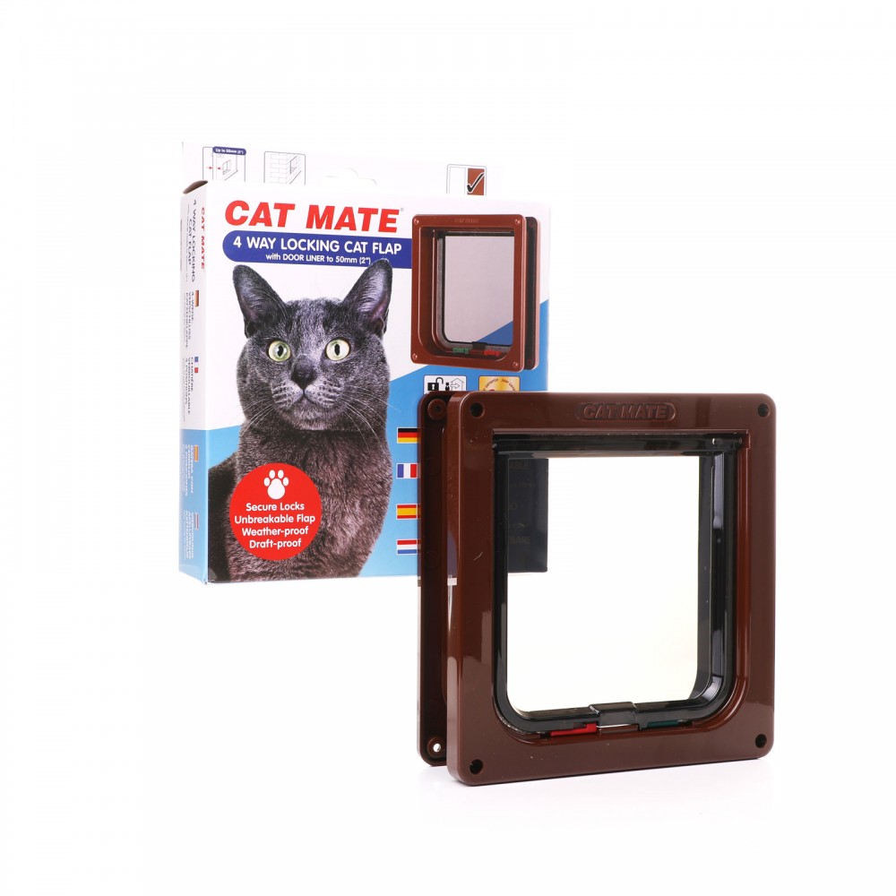 Free Shipping New Cat Mate 4 Way Locking Cat Flap with Door Liner White 