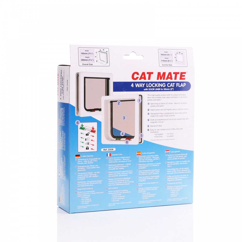 Cat mate 235w White 4 Way Locking Cat Flap