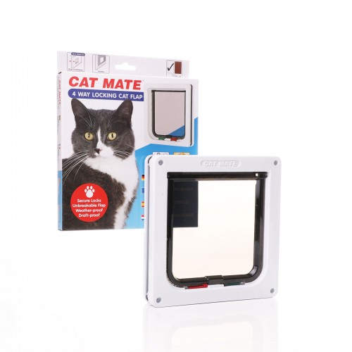 Cat Mate White 4 Way Locking Cat Flap - 309W