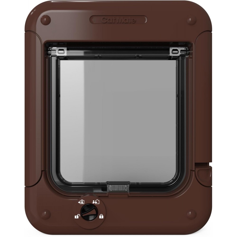 Cat Mate Rotary 4 Way Locking Cat Flap Secure Durable Brown 