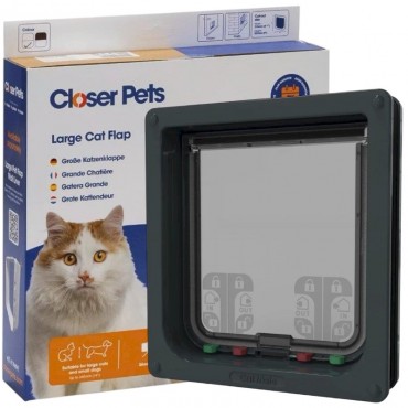 Cat Mate Large Cat Flap – 4-Way Lock, Grey | Secure & Weatherproof 221G