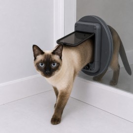 Cat Mate Microchip 360 Grey Cat Flap and Adapter For Glass