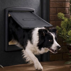 Large Dog Door - Anthracite Grey On White Ral 7016 