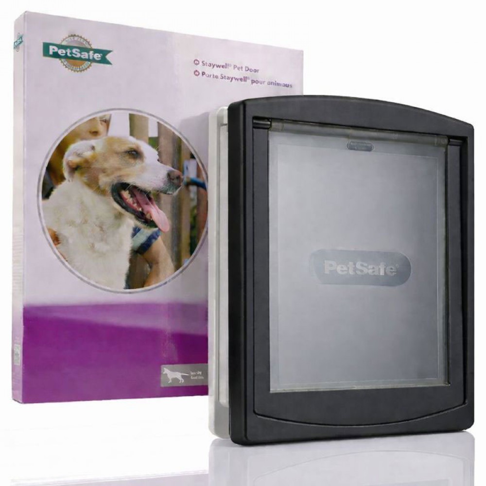 Large Dog Door - Black On White Ral 7016 