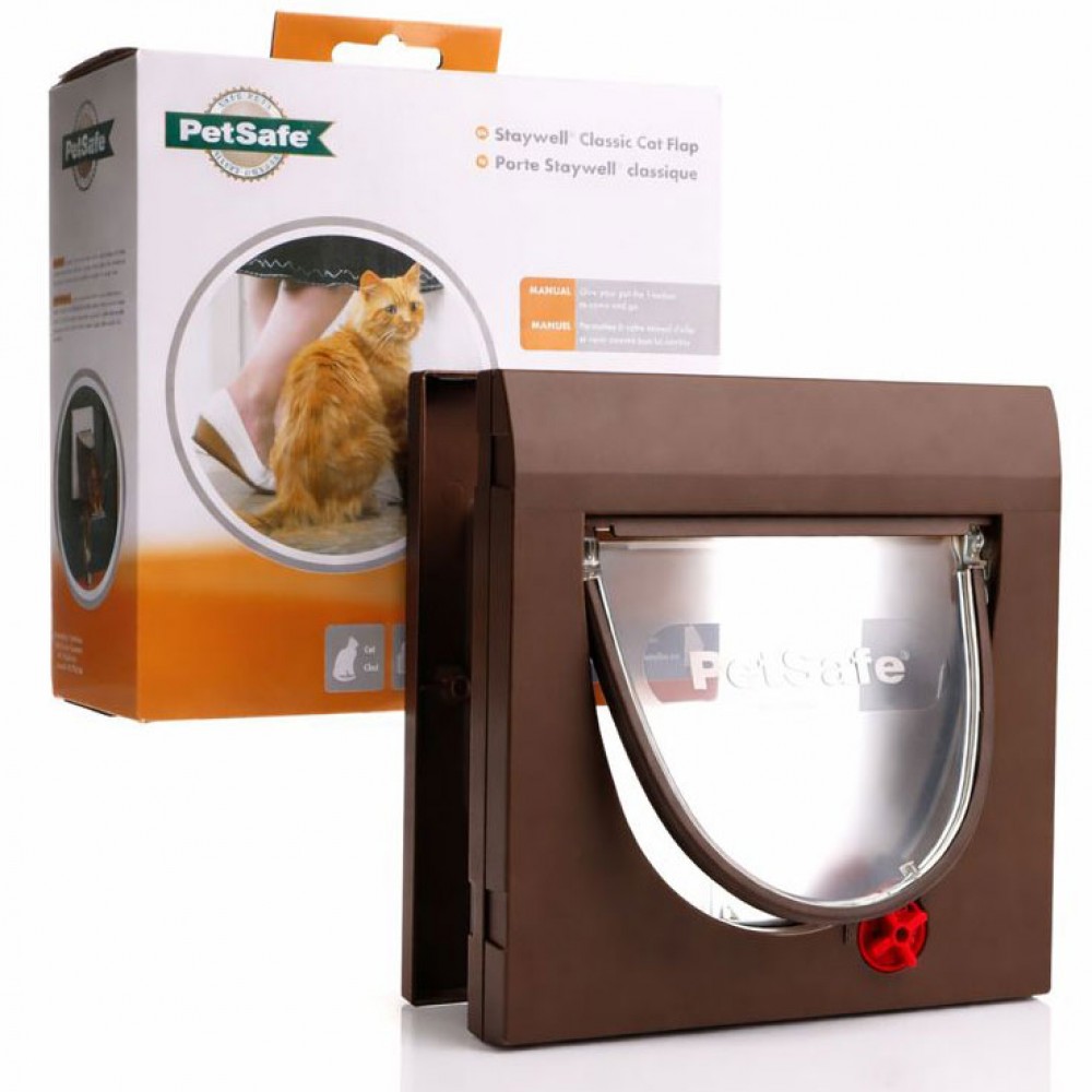 Petsafe Staywell - Classic Rosewood Brown Cat Flap With Tunnel RAL 8017