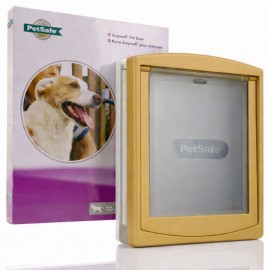 Large Dog Door - Irish Oak On White Ral 1011