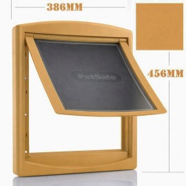 Large Dog Door - Irish Oak On White Ral 1011