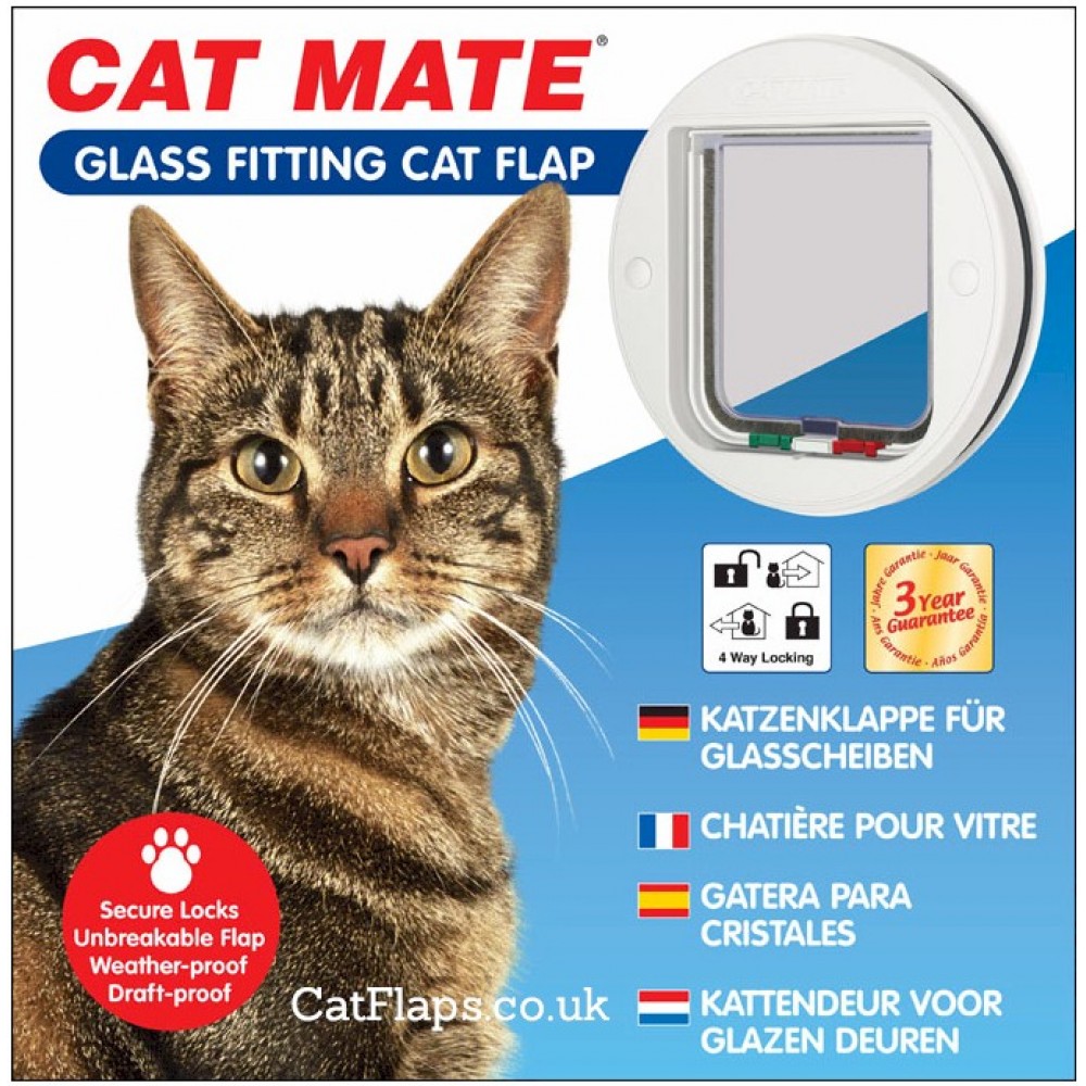 Catmate 210 Glass Fitting 4 Way Locking Cat Flap