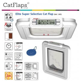 Cat Mate Elite Super Selective Cat Flap - White - 305w