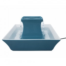 PetSafe Drinkwell Ceramic Pagoda Pet Fountain – 2L Dual-Stream Water Dispenser for Cats & Dogs, Blue