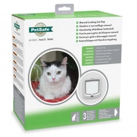 PetSafe Manual White 4-Way Locking Cat Flap – Secure & Easy-to-Install Cat Door