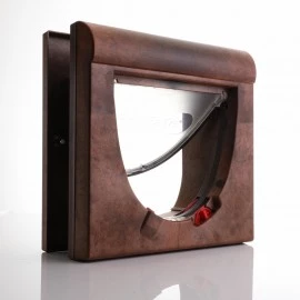 Magnetic Cat Flap Brown 224mm x 224mm – 4-Way Locking, Weather-Resistant & Secure Access