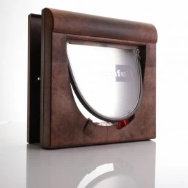 Magnetic Cat Flap Brown 224mm x 224mm – 4-Way Locking, Weather-Resistant & Secure Access