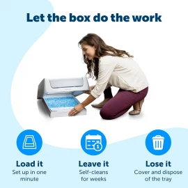 ScoopFree™ Covered Self-Cleaning Litter Box (Second Gen) – Automatic Odour Control, Hooded Design, Low-Tracking Crystal Litter