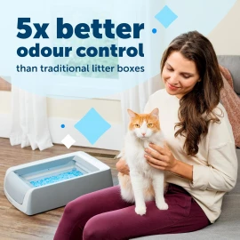 ScoopFree™ Covered Self-Cleaning Litter Box (Second Gen) – Automatic Odour Control, Hooded Design, Low-Tracking Crystal Litter