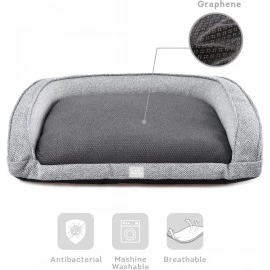 Ohana Boston antibacterial breathable bolstered large grey dog bed