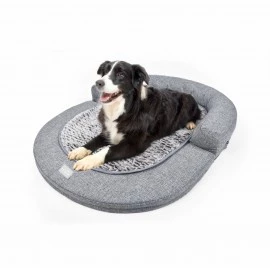 OHANA Athens Linen Bolster 2-in-1 Small Grey Dog Bed