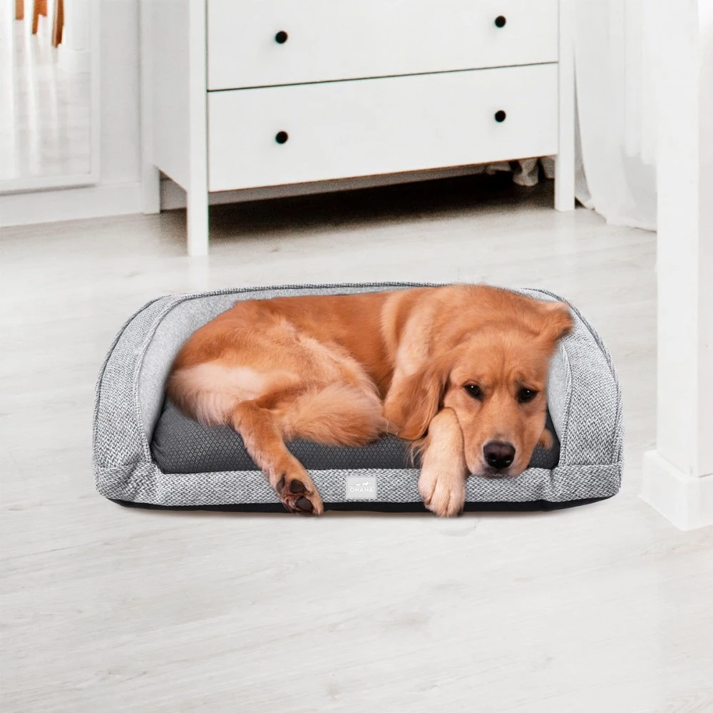 Extra large Dog Bed Grey Antibacterial Bolstered 