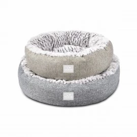Donut Large Grey Dog Bed OHANA Athens Linen 