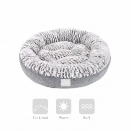 Donut Large Grey Dog Bed OHANA Athens Linen 