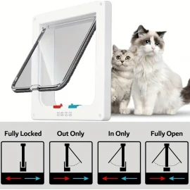 Small - 4-Way Locking Cat Door Flap – Brown