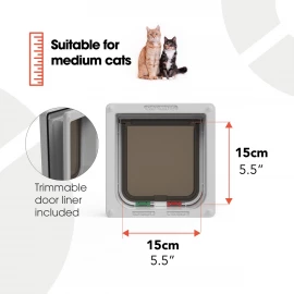 Cat Mate 4-Way-Locking Cat Flap with Door Liner to 50mm (2 inches) – Brown - 235B