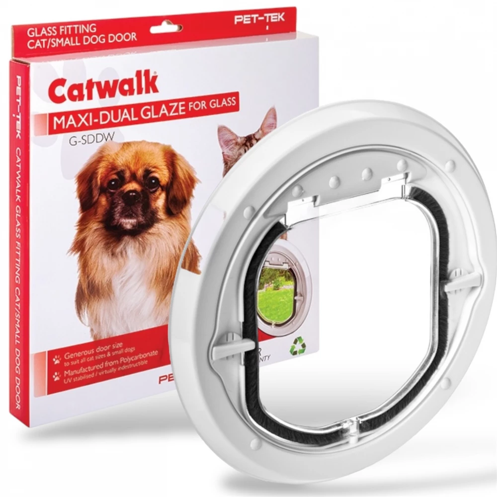 Pet-Tek Glass Fitting Maxi Dual Glaze Pet Door – White (G-SDDW)
