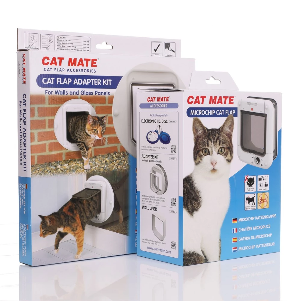 Cat Mate Microchip 360 cat Flap and Adapter For Glass