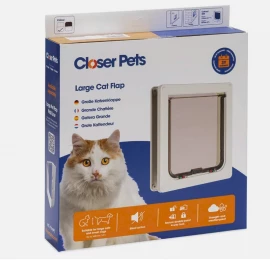 Cat Mate Large Cat Flap 4-Way Lock, White 221W