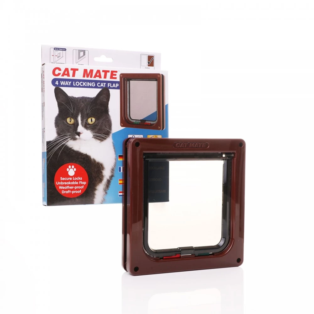 Cat Mate Brown 4 Way Locking Cat Flap - 309B